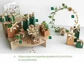 AVA Glazen potje met koperkleurig deksel aanbieding