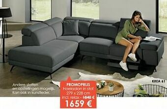 Krea Hoeksalon in stof aanbieding