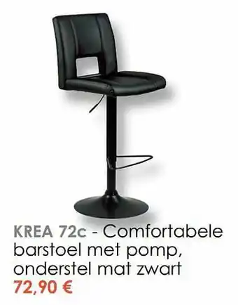 Krea Comfortabele barstoel met pomp, onderstel mat zwart aanbieding