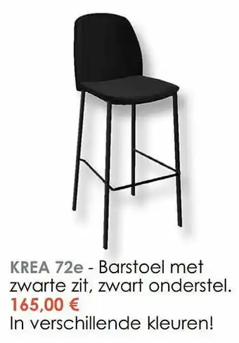 Krea Barstoel met zwarte zit, zwart onderstel aanbieding