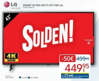 Eldi Lg smart ultra hd-tv 43``-109 cm 43up77006lb aanbieding