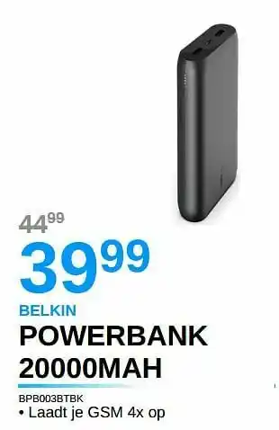 AUVA Belkin powerbank 20000mah bpb003btbk aanbieding