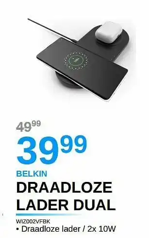 VCD Belkin draadloze lader dual wlz002vfbk aanbieding