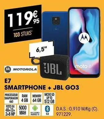 Electro Depot Motorola e7 smartphone + jbl go3 aanbieding