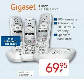 Eldi Gigaset dect a415 trio wht aanbieding
