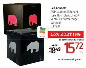 Spar Colruyt Les animals aop lubéron eléphant rose, ours blanc of aop ventoux fourmi rouge partybox aanbieding