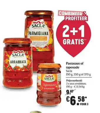 Delhaize Pastasaus Of Tapenade Sacla aanbieding