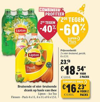 Delhaize Bruisende Of Niet-bruisende Drank Op Basis Van Thee Lipton Ice Tea aanbieding