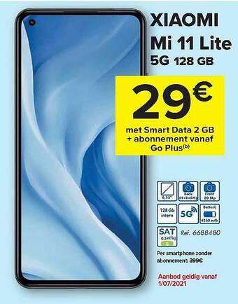 Carrefour Xiaomi Mi 11 Lite 5g 128 Gb aanbieding