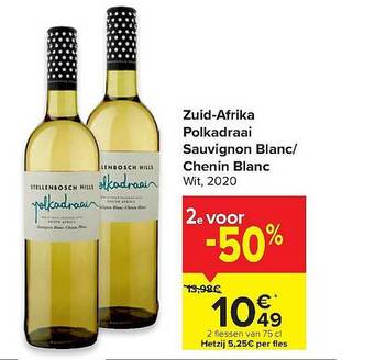 Carrefour Zuid-afrika Polkadraai Sauvignon Blanc-chenin Blanc aanbieding