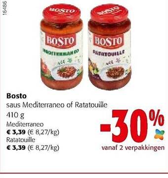 Colruyt Bosto saus mediterraneo of ratatouille aanbieding