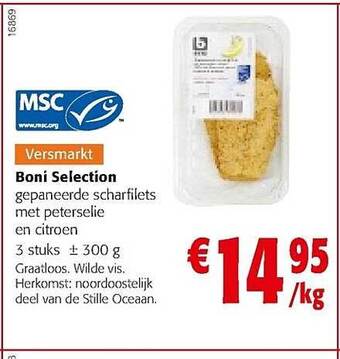 Colruyt Boni selection gepaneerde scharfilets met peterselie en citroen aanbieding