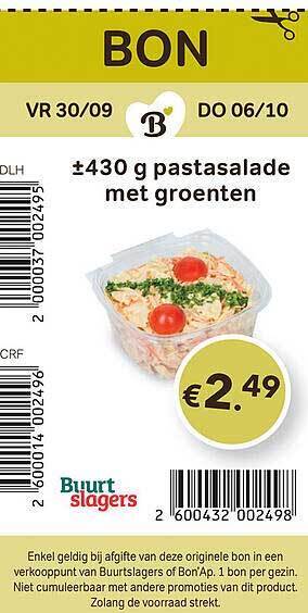 Bon Ap Pastasalade met groenten aanbieding