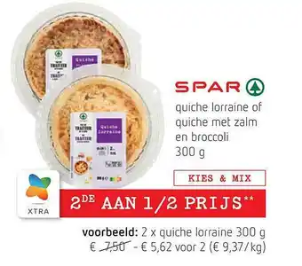 Spar quiche lorraine of quiche met zalm en broccoli