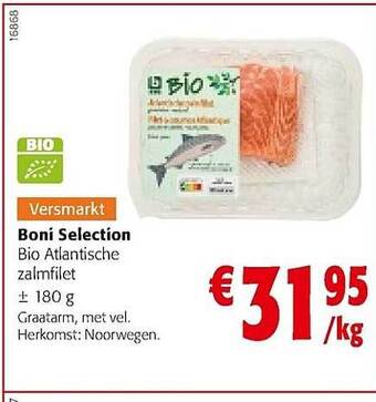 Colruyt Boni selection bio atlantische zalmfilet aanbieding