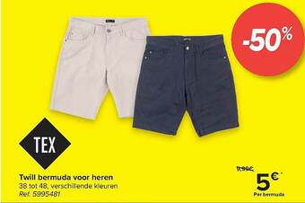 Carrefour Twill Bermuda Voor Heren aanbieding
