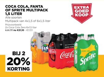 Jumbo Coca Cola, Fanta of Sprite Multipack 1,5 Liter aanbieding