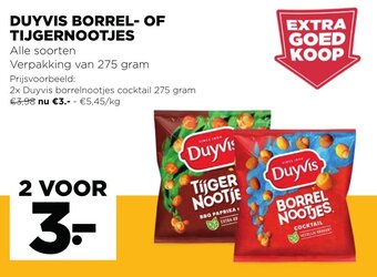 Jumbo Duyvis Borrel- of Tijgernootjes aanbieding