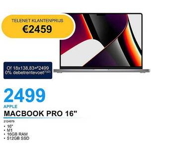 AUVA Apple macbook pro 16 aanbieding