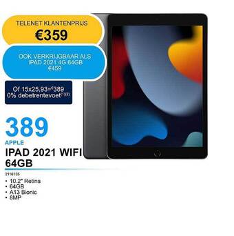 AUVA Apple ipad 2021 wifi 64gb aanbieding