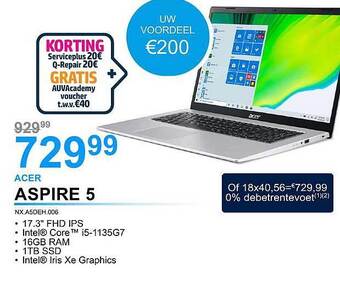 AUVA Acer aspire 5 aanbieding