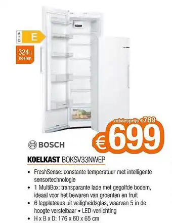 Expert Koelkast boksv33nwep bosch aanbieding