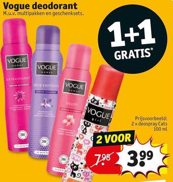 Kruidvat Vogue deodorant 1+1 gratis aanbieding