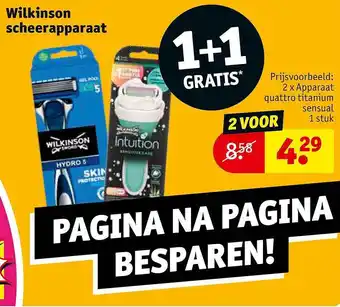 Kruidvat Wilkinson scheerapparaat 1+1 gratis aanbieding