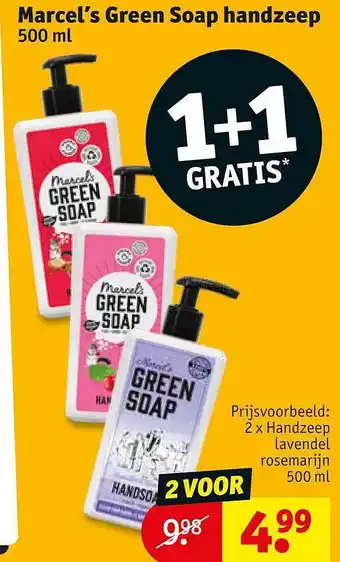 Kruidvat Marcel's green soap handzeep 1+1 gratis aanbieding