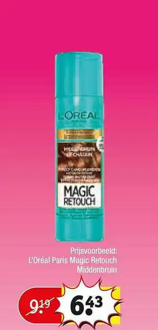 Kruidvat L'oréal paris magic retouch middenbruin aanbieding