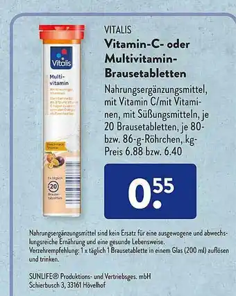 Maxi Zoo Vitalis vitamin-c- oder multivitamin- brausetabletten aanbieding