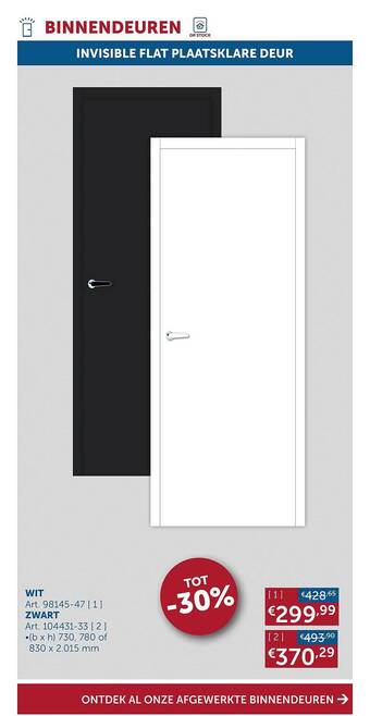 Invisible flat plaatsklare deur