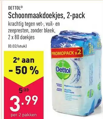 ALDI Dettol Schoonmaakdoekjes 2-pack aanbieding