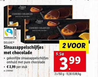 Lidl Sinaasappelschijfjes met chocolade aanbieding