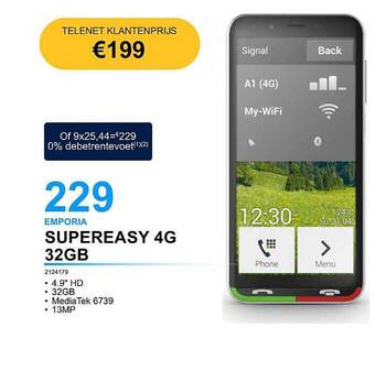 AUVA Emporia supereasy 4g 32gb aanbieding