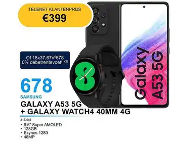 AUVA Samsung galaxy a53 5g + galaxy watch4 40mm 4g aanbieding