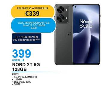 AUVA Oneplus nord 2t 5g 128gb aanbieding