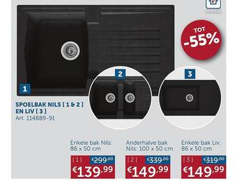 Zelfbouwmarkt Spoelbak nils [ 1 & 2 ] en liv [3] aanbieding