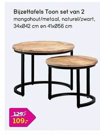 Bijzettafels toon set van 2