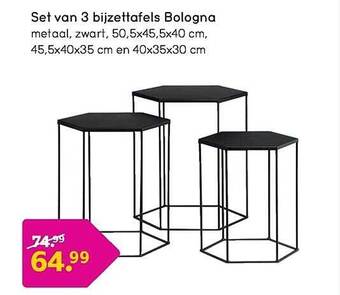 Leen Bakker Set van 3 bijzettafels bologna aanbieding