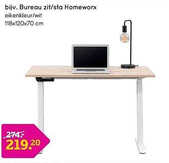Leen Bakker Bureau zit-sta homeworx aanbieding