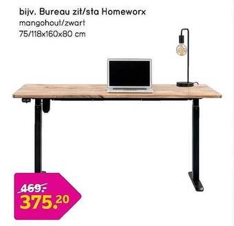 Leen Bakker Bureau zit-sta homeworx aanbieding