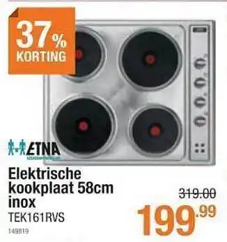 Etna elektrische kooplaat 58cm inox etna 37% korting
