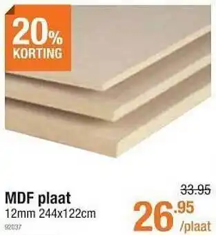 Cevo Mdf plaat 20% korting aanbieding