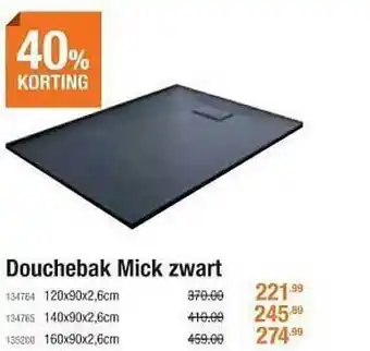 Cevo Douchebak mick zwart 40% korting aanbieding