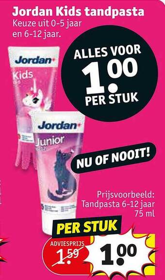 Kruidvat Jordan kids tandpasta aanbieding