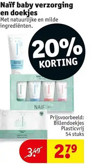 Kruidvat Naïf baby verzorging en doekjes 20% korting aanbieding