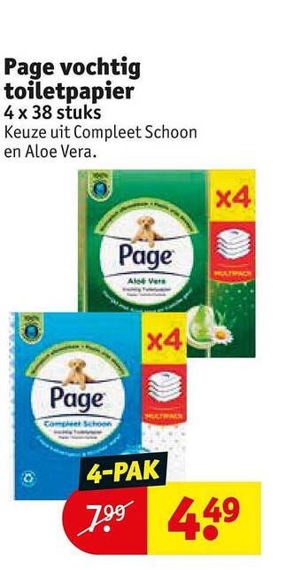 Kruidvat Page vochtig toiletpapier aanbieding