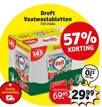 Kruidvat Dreft vaatwastablettenn 57% korting aanbieding