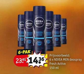 Kruidvat Nivea men deospray fresh active aanbieding
